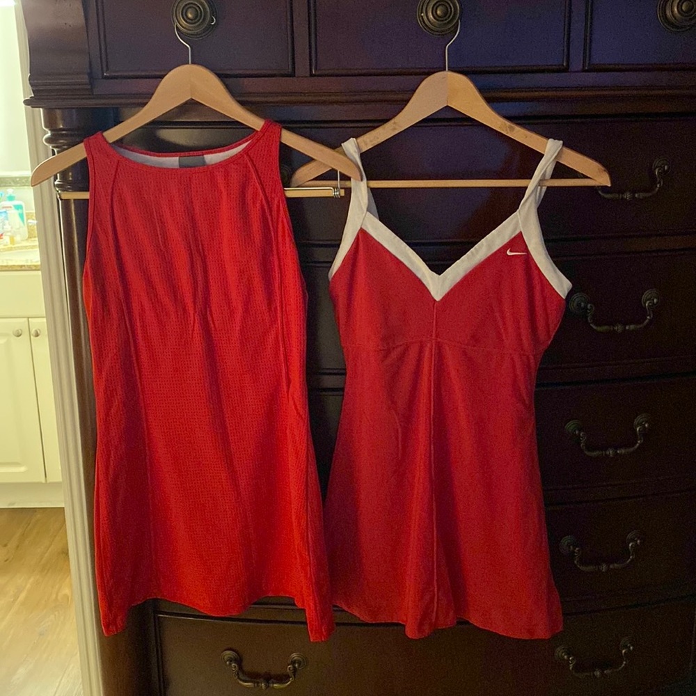 2 red Nike womens tennis dresses - one size XS, one size medium